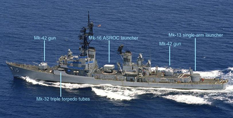 Charles F. Adams class guided missile destroyer armament