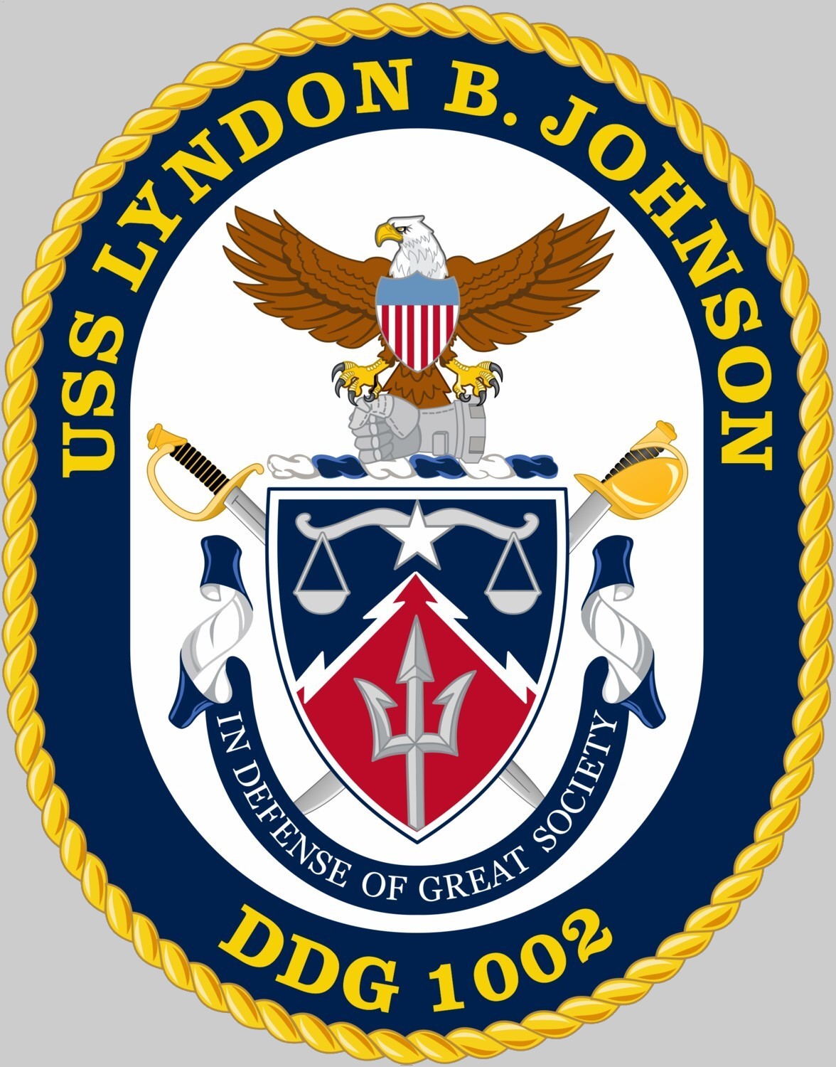 ddg-1002 uss lyndon b. johnson insignia crest patch badge zumwalt class guided missile destroyer 02x