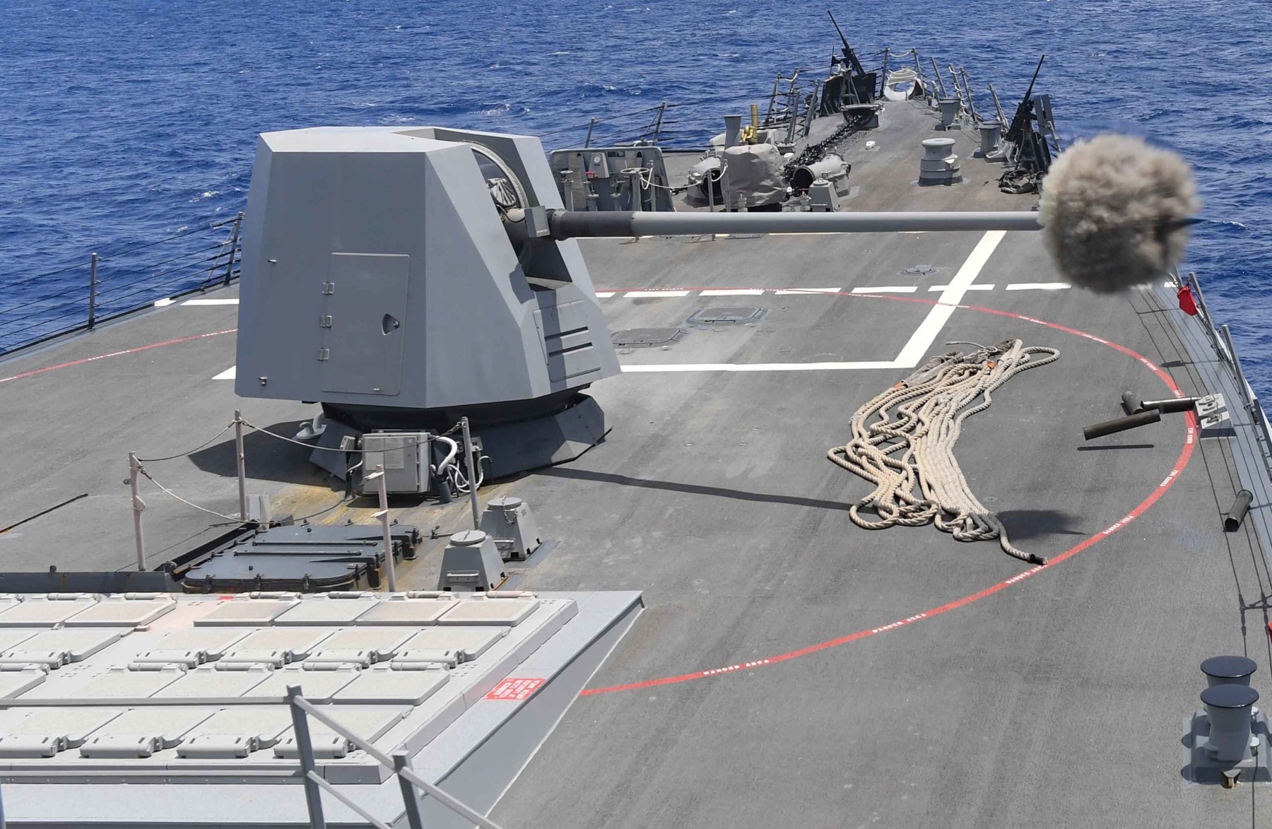 ddg-100 uss kidd arleigh burke class guided missile destroyer aegis us navy mk.45 gun fire 37