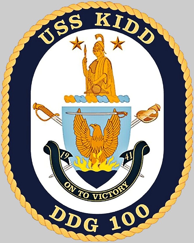 ddg-100 uss kidd insignia crest patch badge arleigh burke class guided missile destroyer us navy 02x