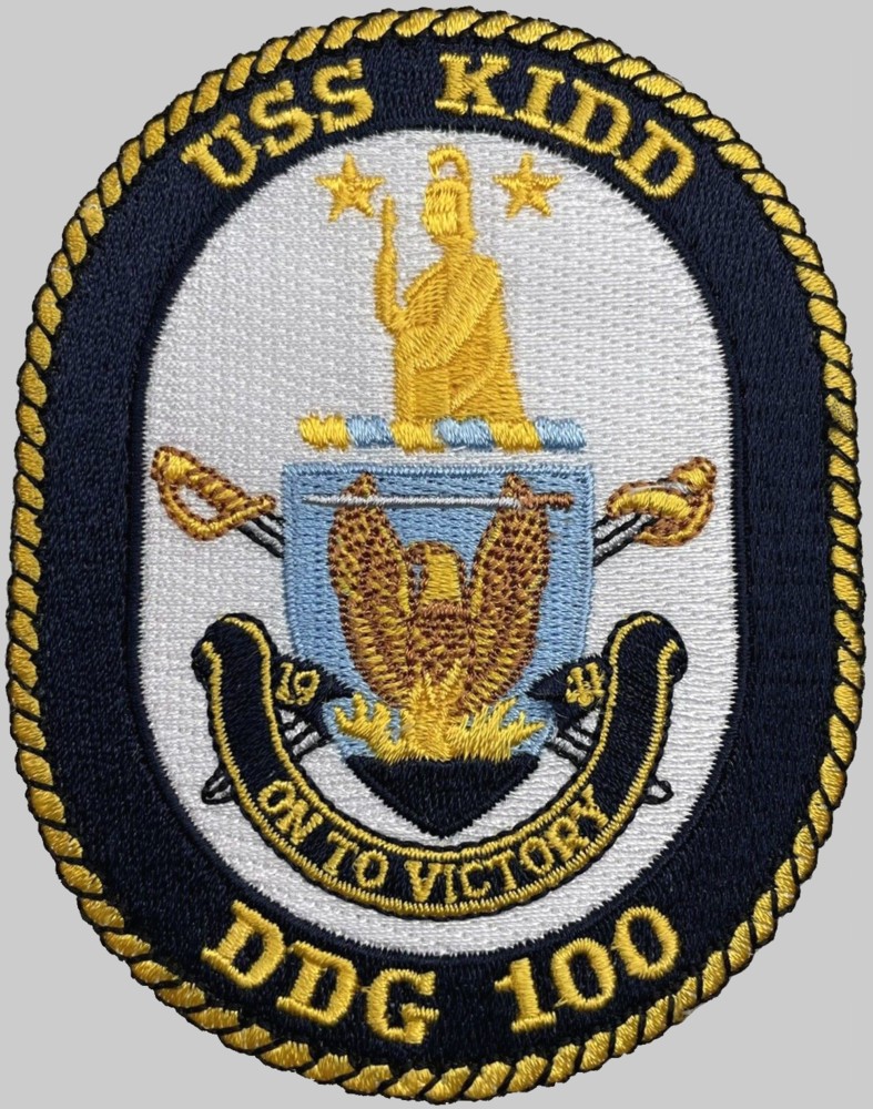 ddg-100 uss kidd insignia crest patch badge arleigh burke class guided missile destroyer us navy 02p