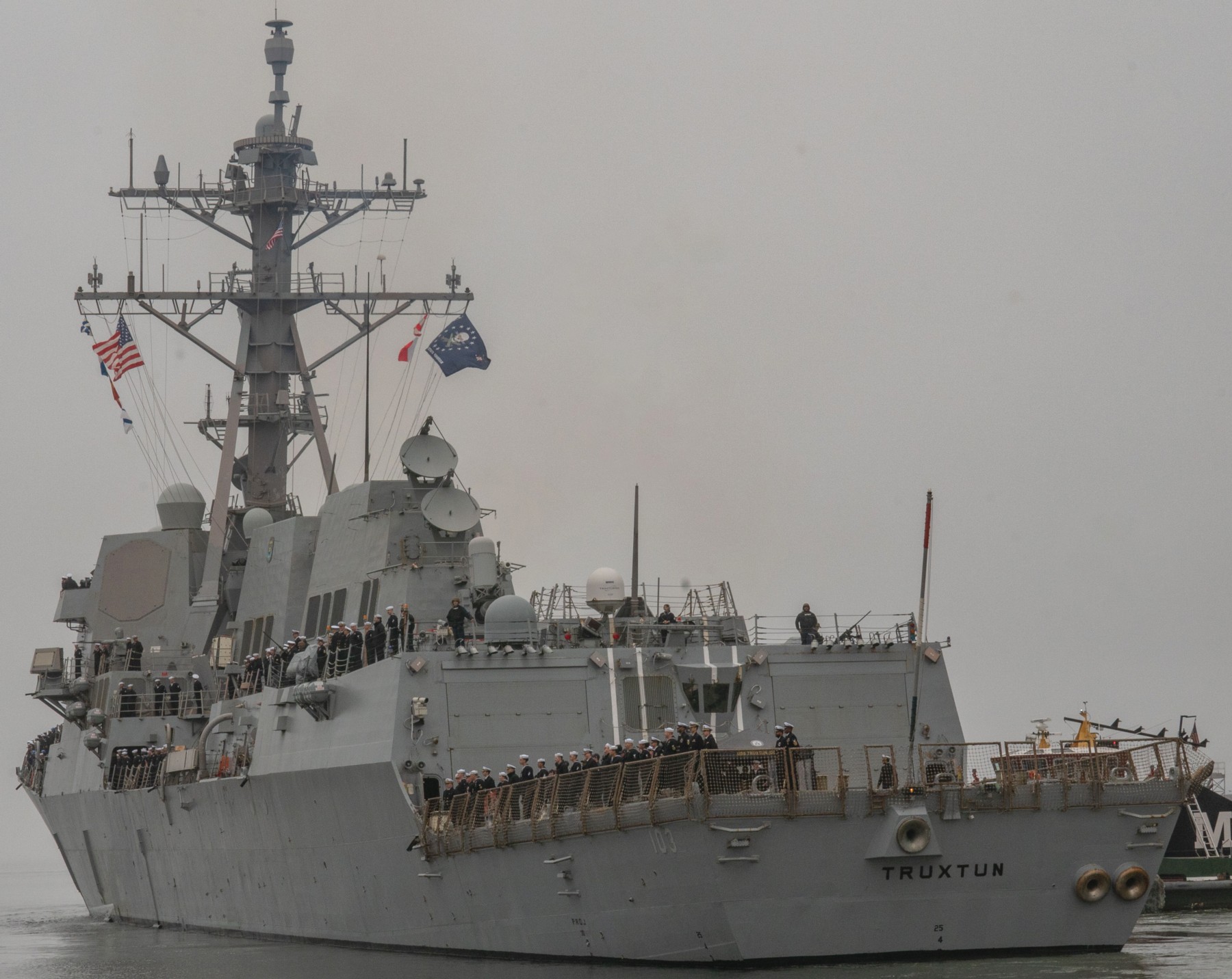 ddg-103 uss truxtun guided missile destroyer departing naval station norfolk 2025 05