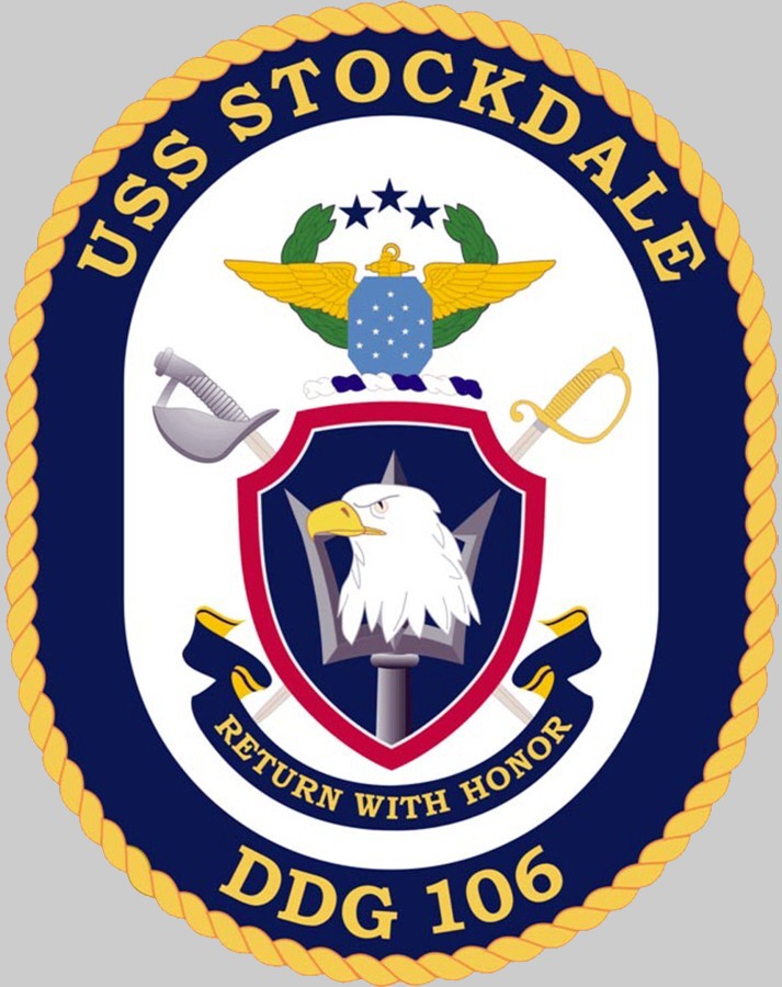 ddg-106 uss stockdale crest insignia patch badge arleigh burke class guided missile destroyer aegis us navy 02x