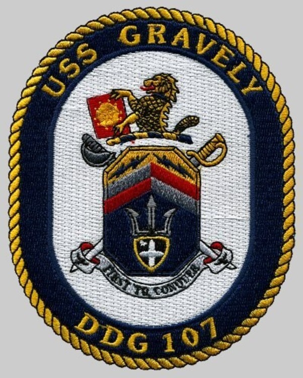 ddg-107 uss gravely crest insignia patch badge arleigh burke class guided missile destroyer aegis us navy 02p