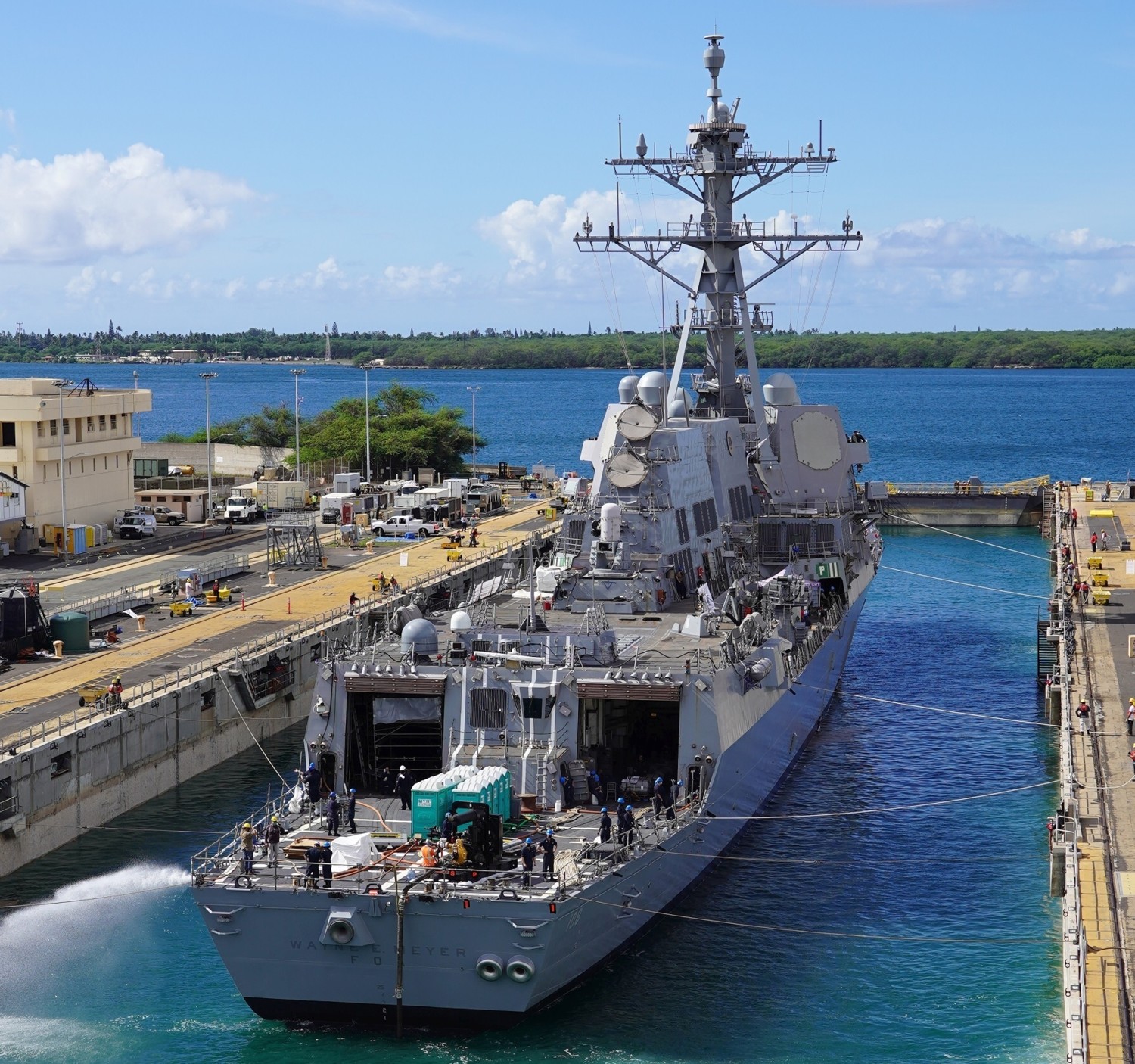 ddg-108 uss wayne e. meyer arleigh burke class guided missile destroyer aegis us navy pearl harbor naval shipyard hawaii 66