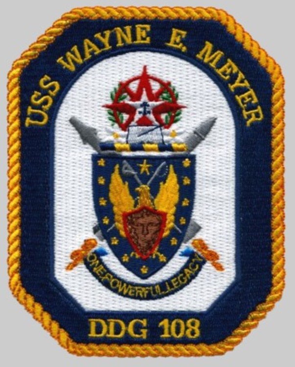 ddg-108 uss wayne e. meyer crest insignia patch badge arleigh burke class guided missile destroyer aegis us navy 02p
