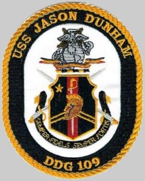 ddg-109 uss jason dunham crest insignia patch badge arleigh burke class guided missile destroyer aegis us navy 02p