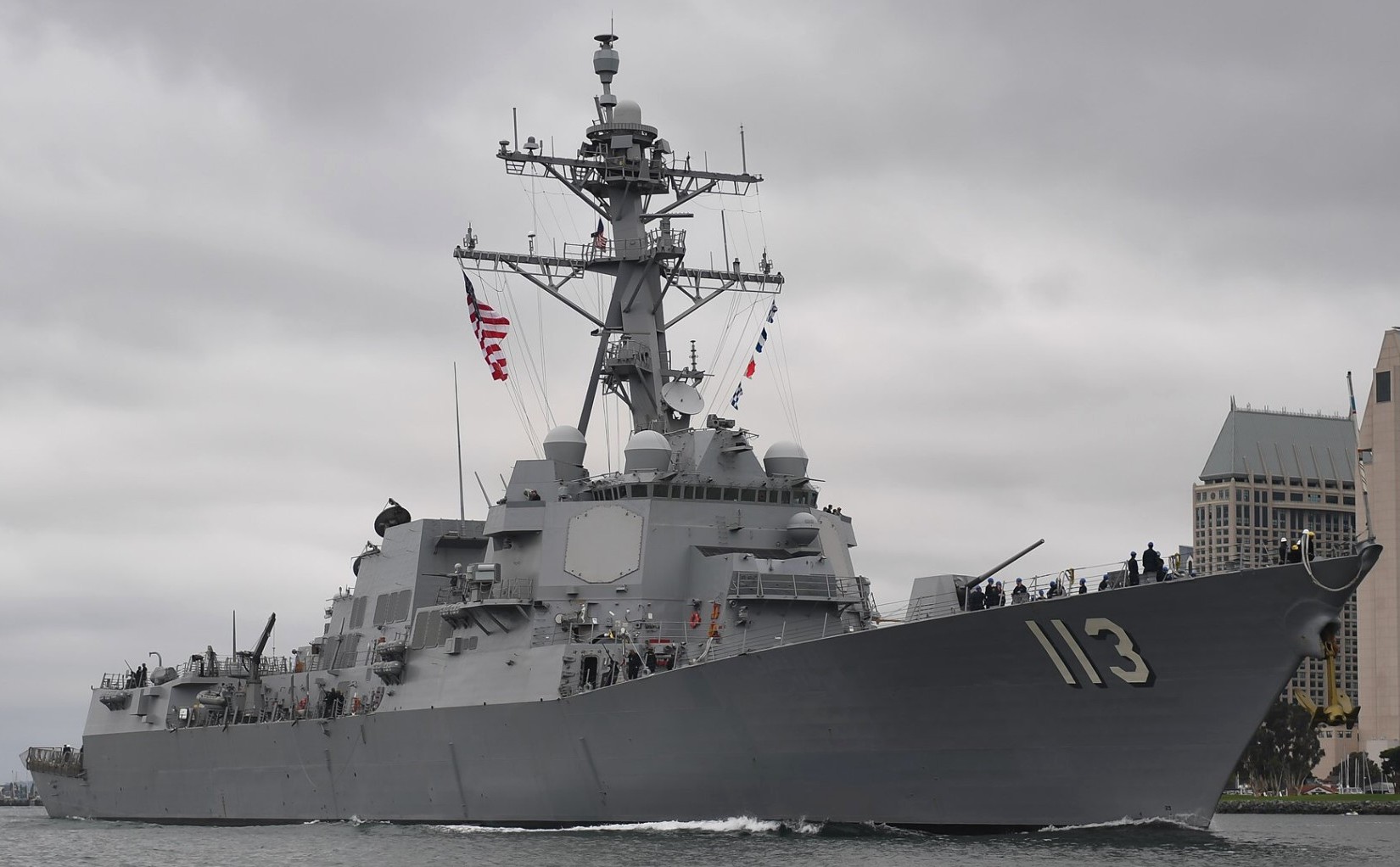 ddg-113 uss john finn arleigh burke class guided missile destroyer us navy aegis 30 returning san diego