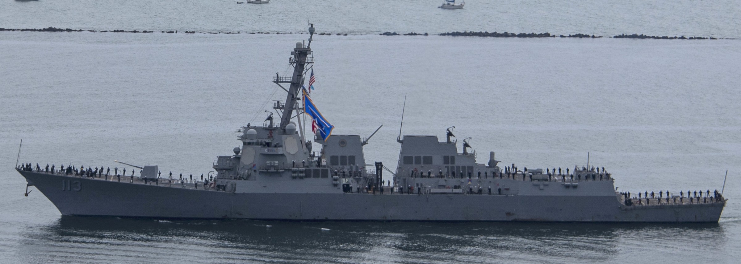 ddg-113 uss john finn arleigh burke class guided missile destroyer us navy aegis 56 homecoming