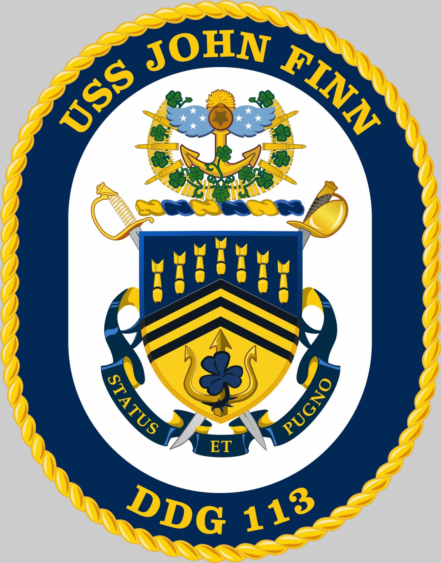 ddg-113 uss john finn insignia crest patch badge arleigh burke class guided missile destroyer us navy aegis 02c