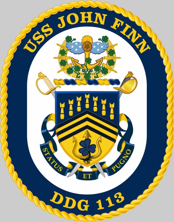ddg-113 uss john finn insignia crest patch badge arleigh burke class guided missile destroyer us navy aegis 02x