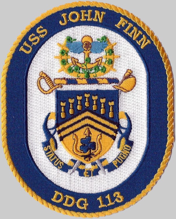ddg-113 uss john finn insignia crest patch badge arleigh burke class guided missile destroyer us navy aegis 02p