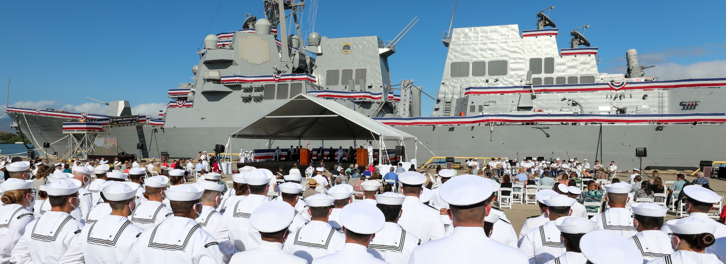 ddg-118 uss daniel inouye arleigh burke class guided missile destroyer us navy commissioning ceremony joint base pearl harbor hickam hawaii 32