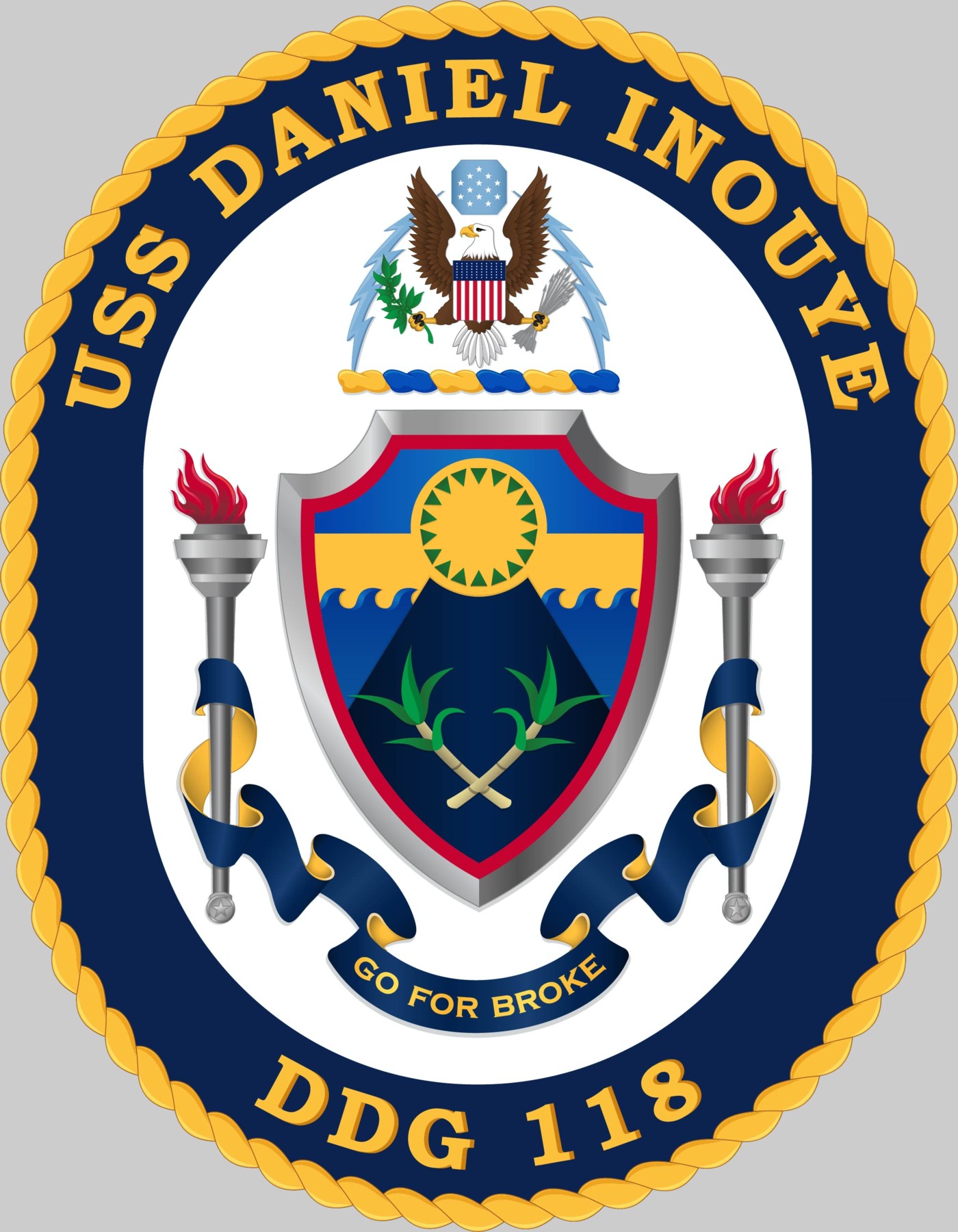 ddg-118 uss daniel inouye insignia crest patch badge arleigh burke class guided missile destroyer us navy aegis 02c