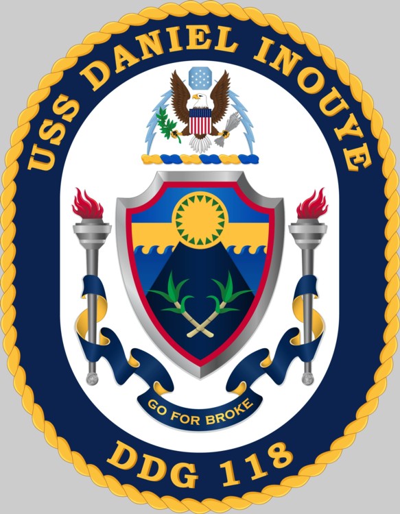 ddg-118 uss daniel inouye insignia crest patch badge arleigh burke class guided missile destroyer us navy aegis 02x
