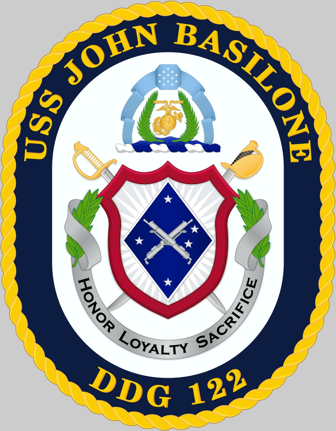 ddg-122 uss john basilone insignia crest patch badge arleigh burke class guided missile destroyer egis us navy 02x