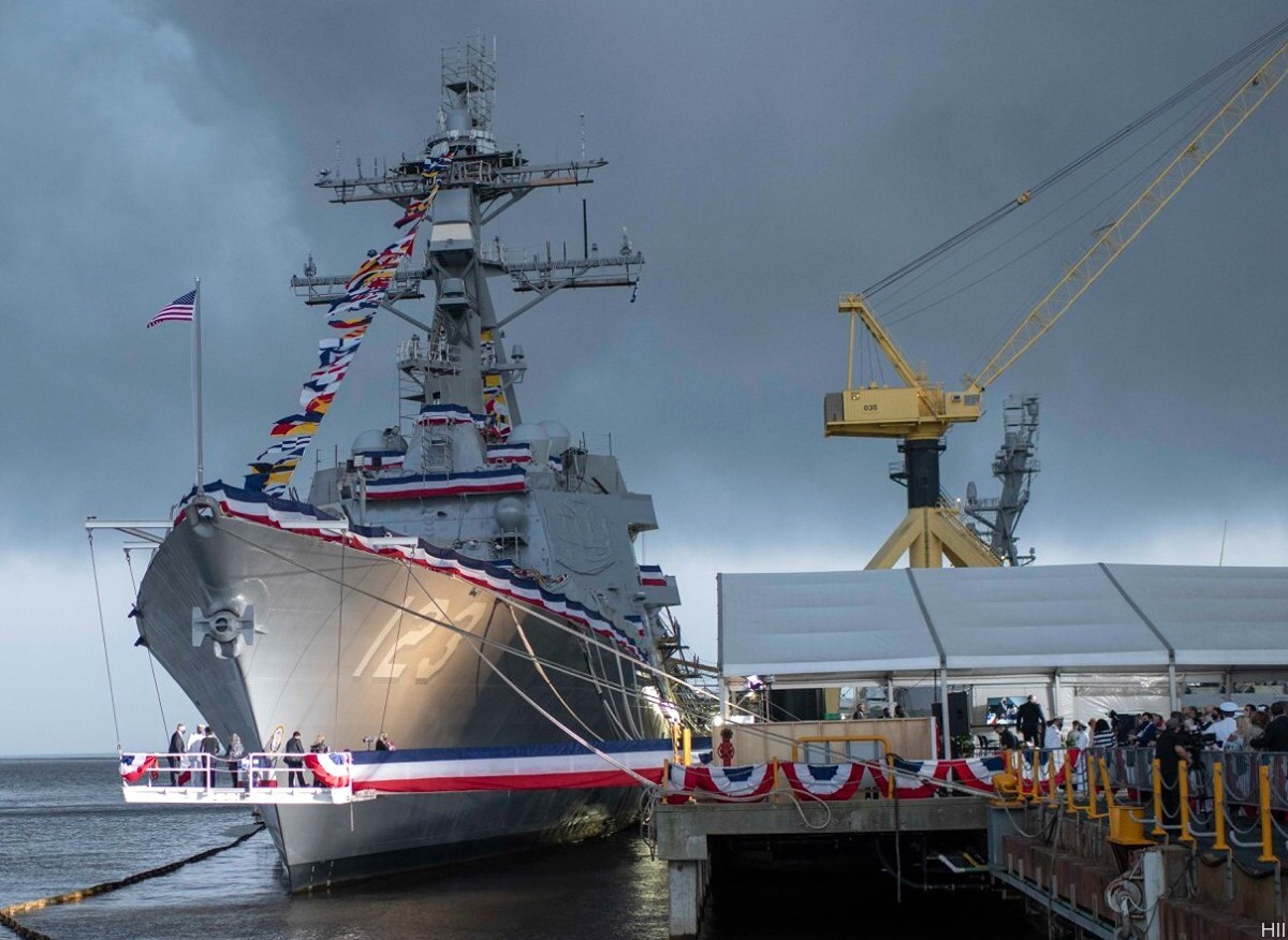 ddg-123 uss lenah h. sutcliffe higbee arleigh burke class guided missile destroyer aegis hii ingalls us navy 08 christening ceremony