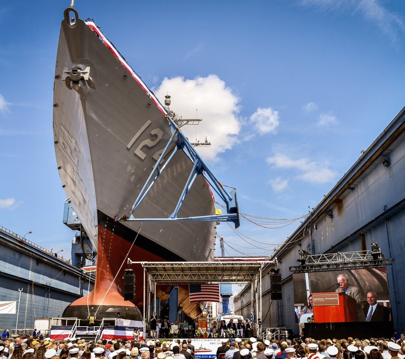 ddg-124 uss harvey c. barnum arleigh burke class guided missile destroyer aegis us navy gdbiw christening bath maine 17