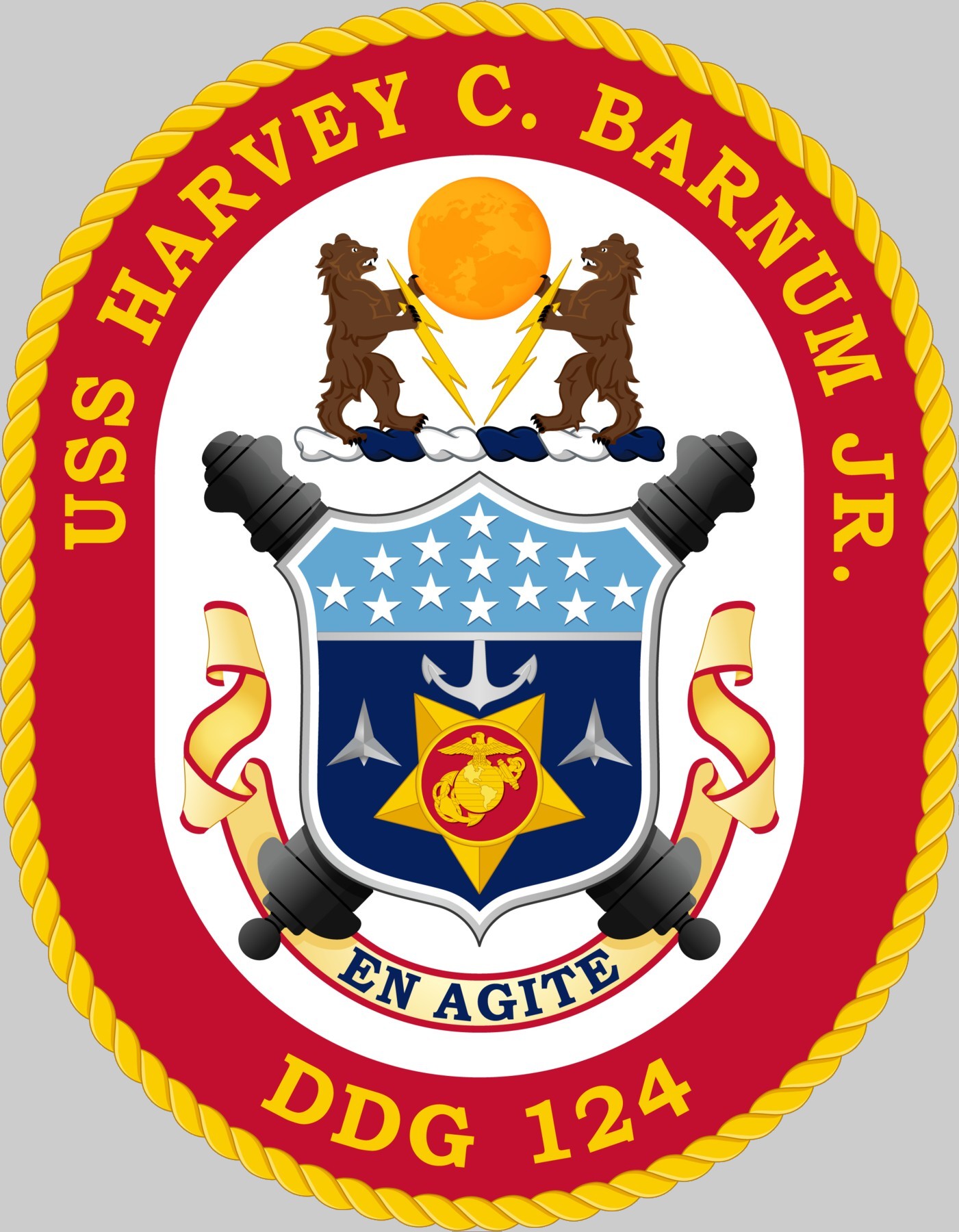 ddg-124 uss harvey c. barnum insignia crest patch badge arleigh burke class guided missile destroyer aegis us navy 02x