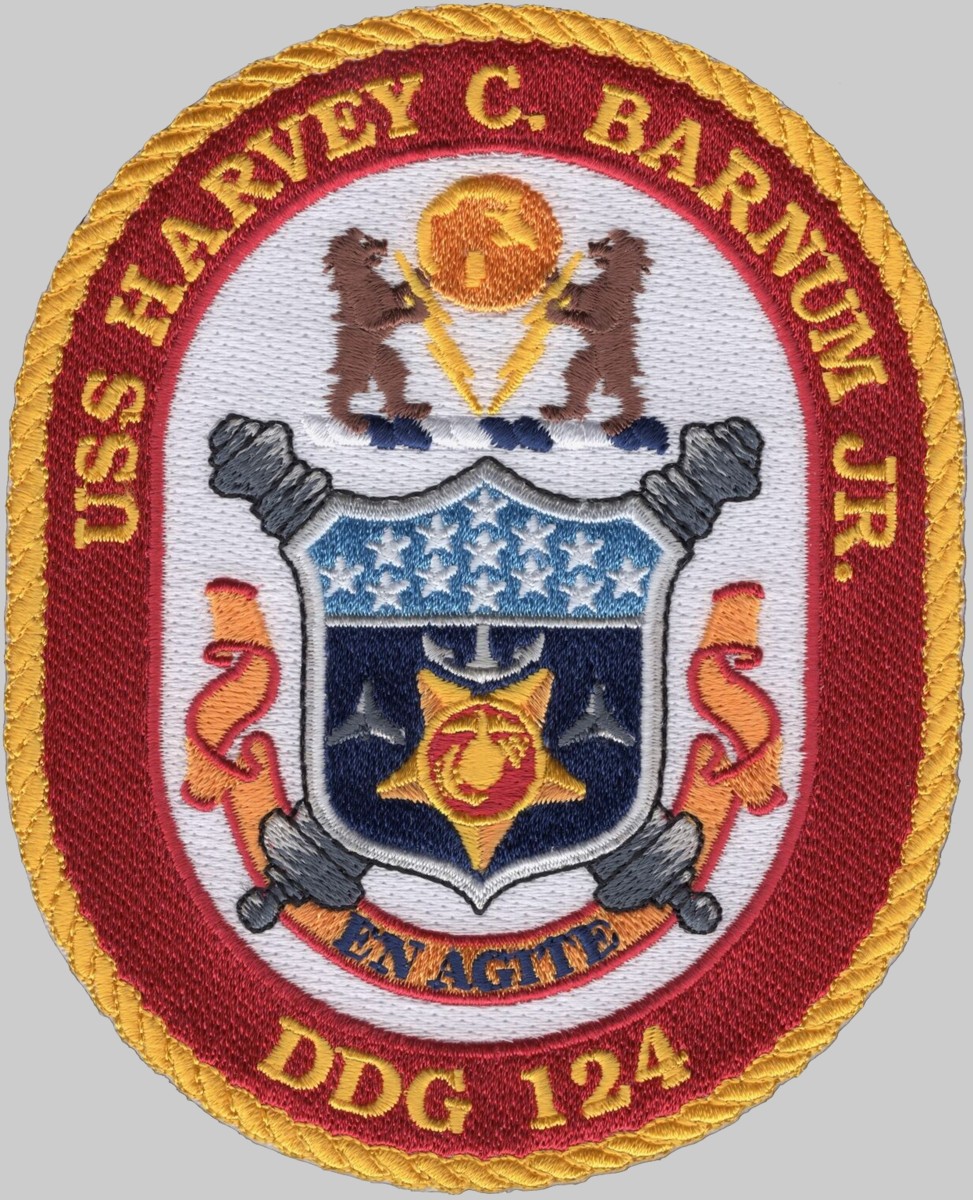 ddg-124 uss harvey c. barnum insignia crest patch badge arleigh burke class guided missile destroyer aegis us navy 02p