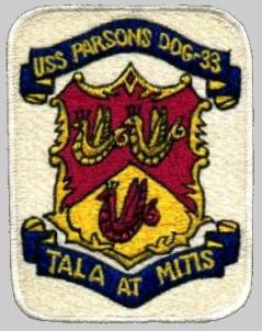 DDG-33 USS Parsons patch crest insignia