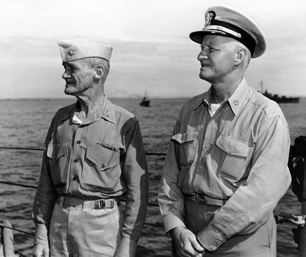 VADM Marc A. Mitscher and FADM Chester Nimitz