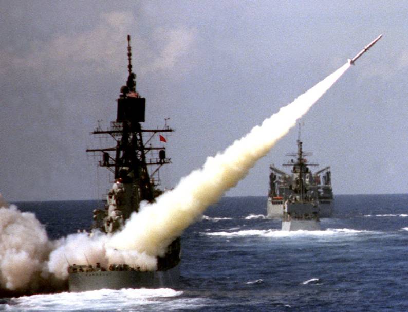 DDG-37 USS Farragut fires a RIM-2 Terrier missile