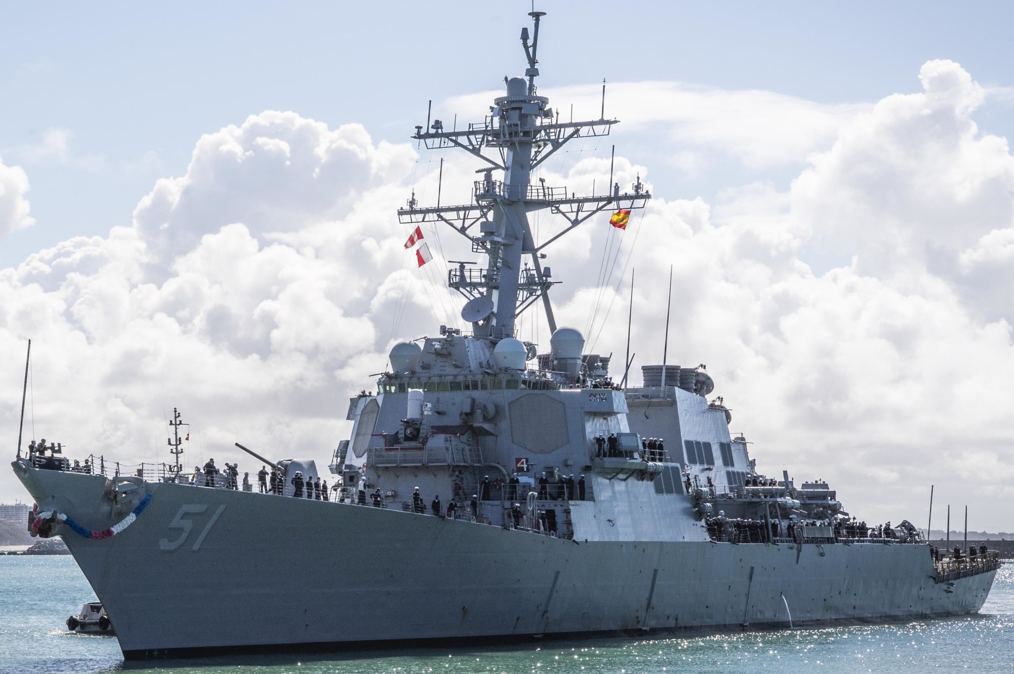 uss arleigh burke ddg-51 guided missile destroyer arriving rota spain new homeport 2021