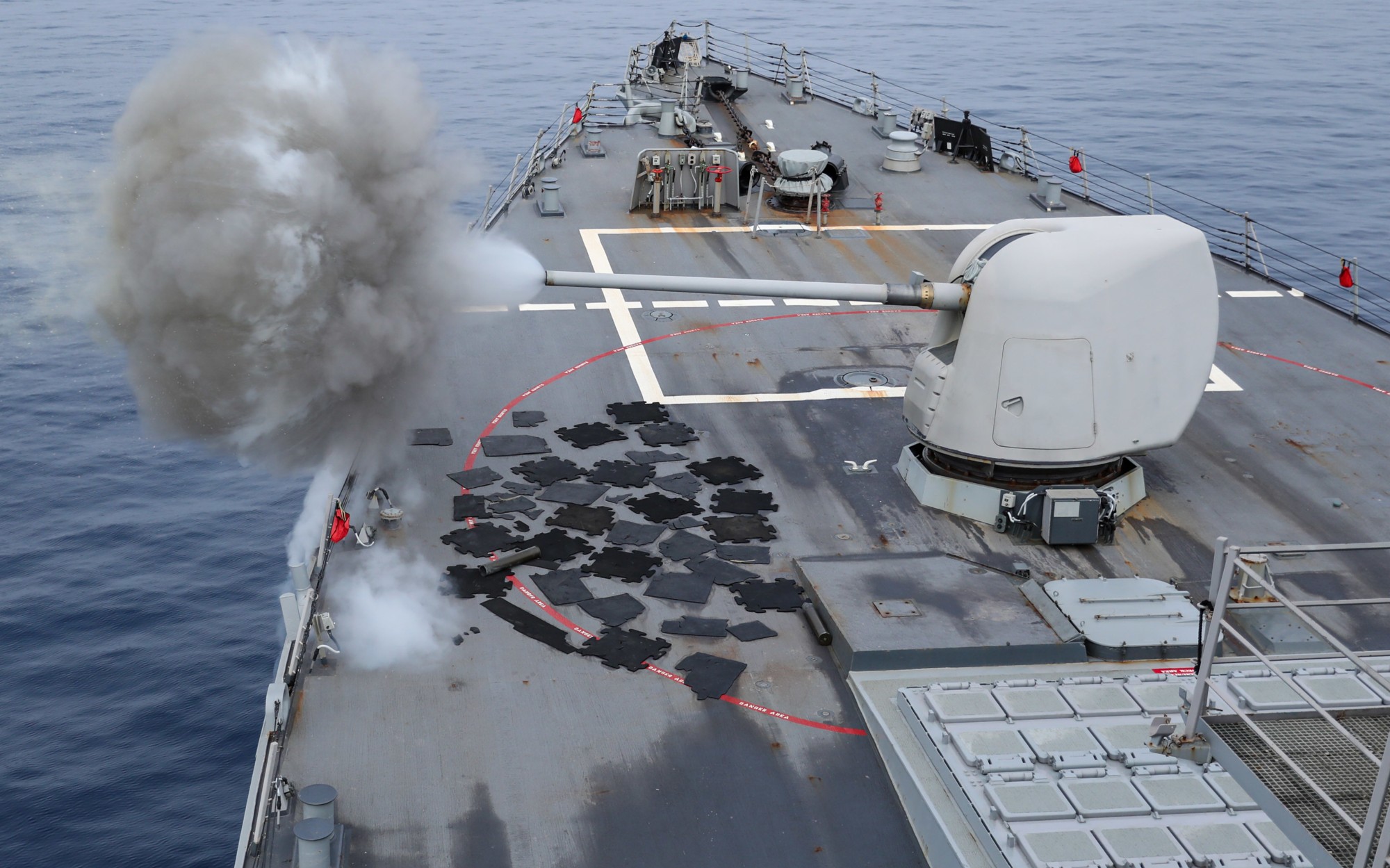 uss arleigh burke ddg-51 guided missile destroyer aegis mk.45 gun fire 2021 130