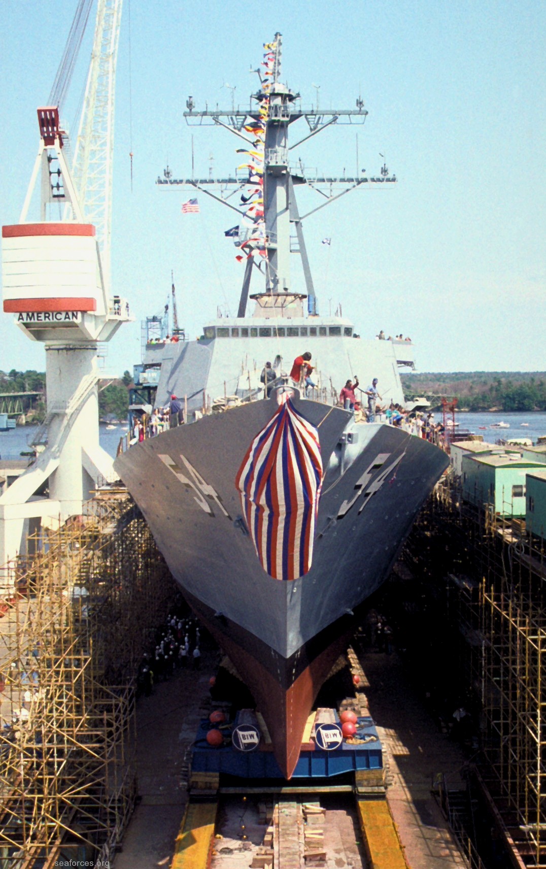 ddg-54 uss curtis wilbur destroyer us navy 104 christening launching bath iron works