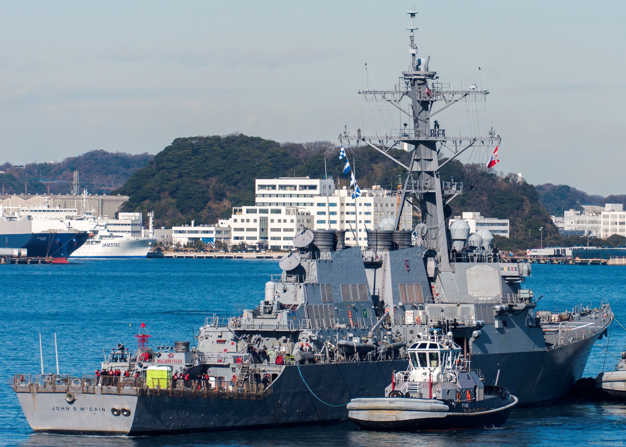 ddg-56 uss john s. mccain destroyer us navy 113 fleet activities yokosuka japan repairs after collision