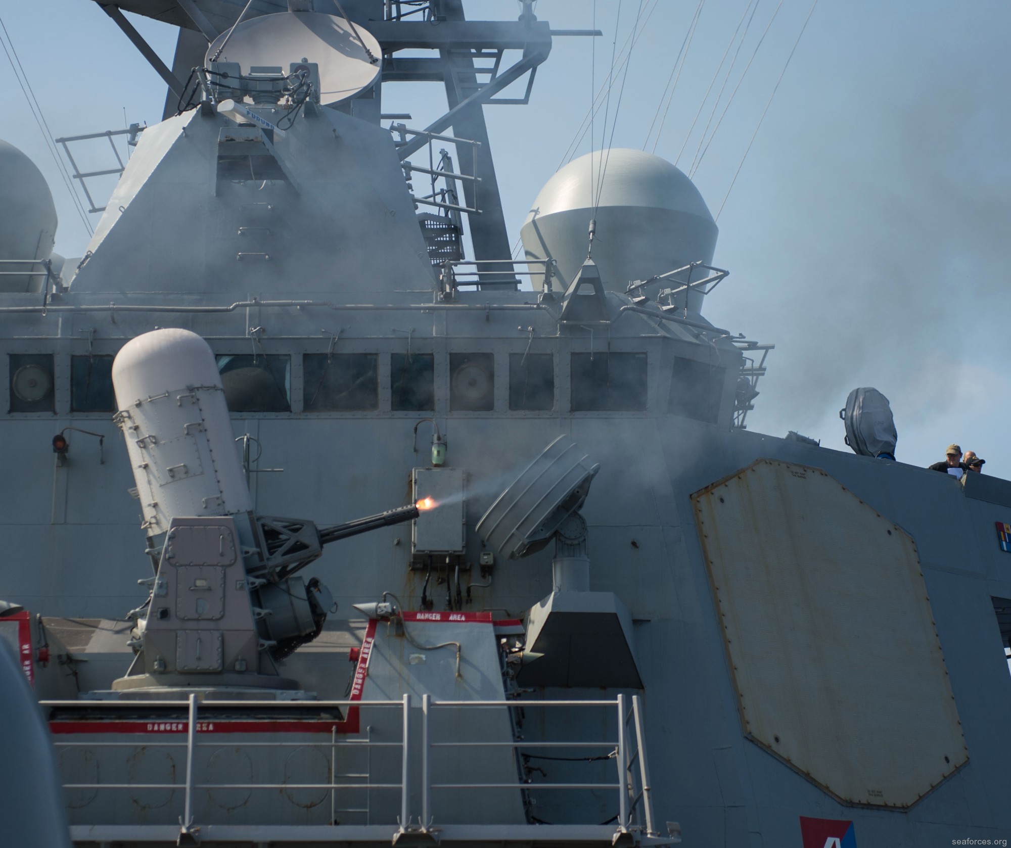 ddg-57 uss mitscher guided missile destroyer us navy 18 mk-15 ciws live fire exercise