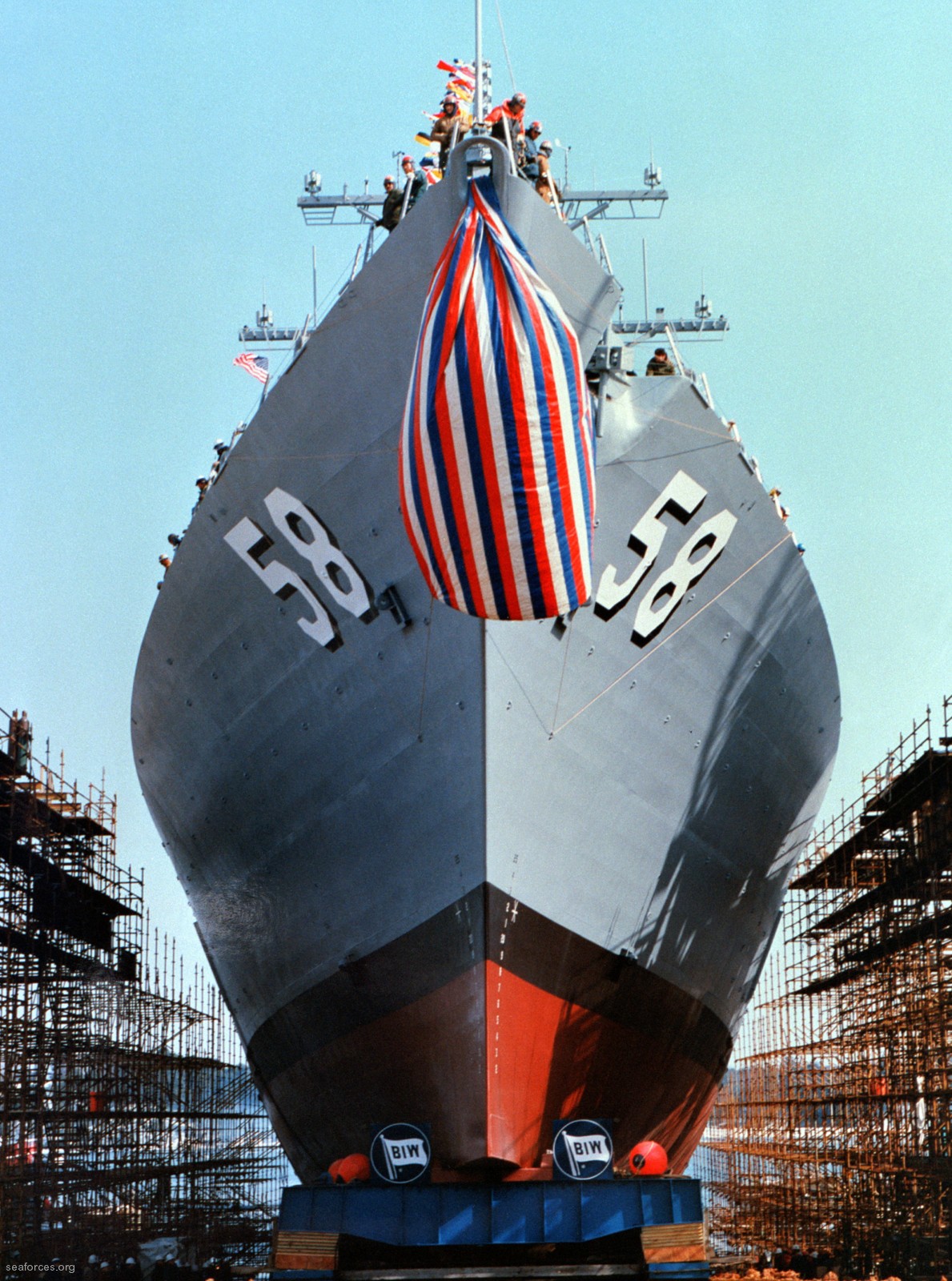 ddg-58 uss laboon guided missile destroyer us navy 78 christening launching ceremony bath iron works