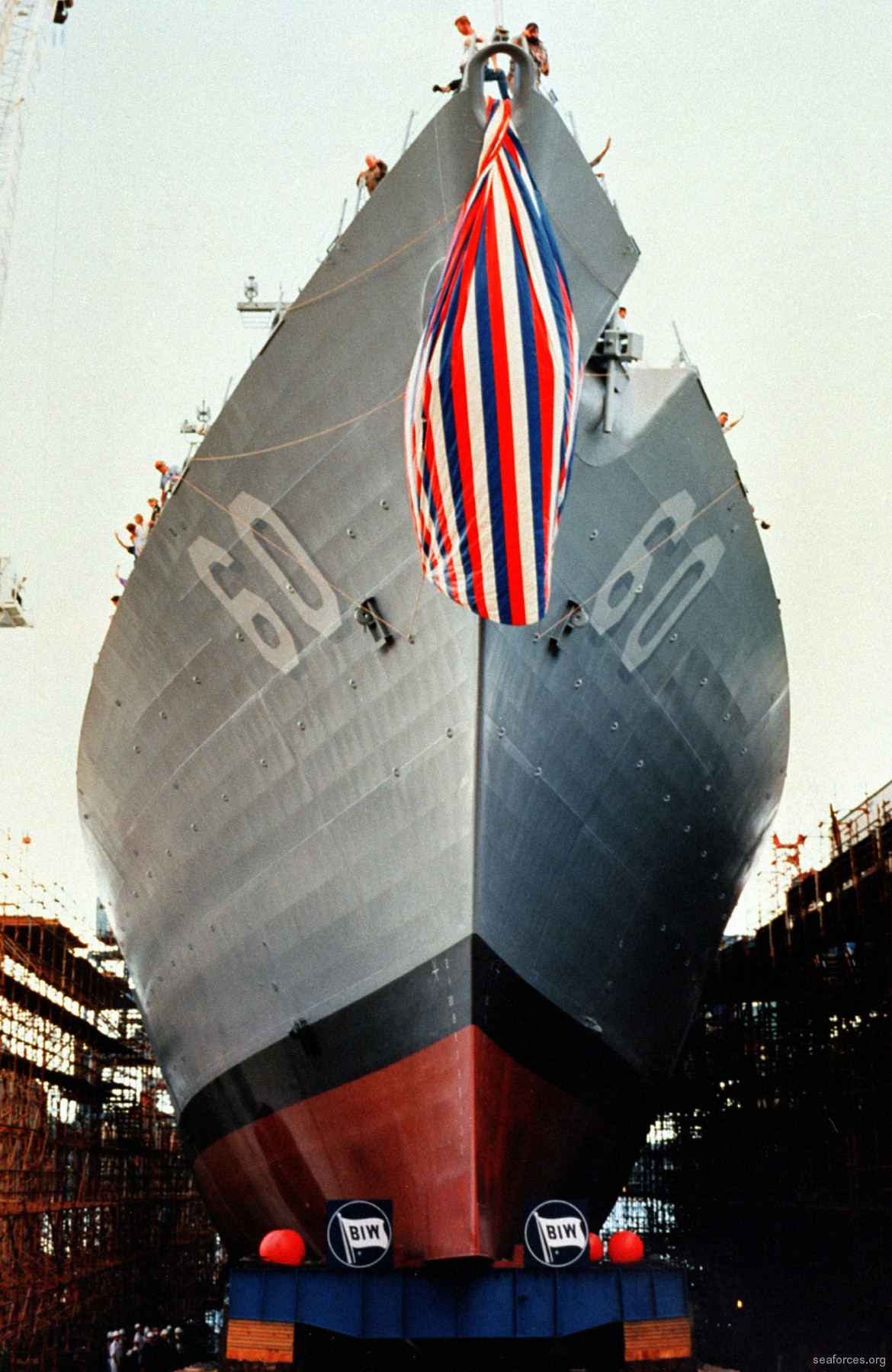 ddg-60 uss paul hamilton guided missile destroyer us navy 58 christening launching bath iron works maine