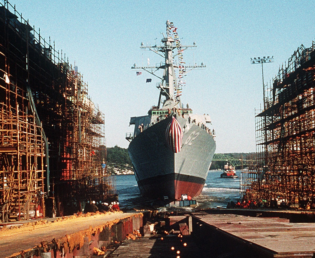 ddg-62 uss fitzgerald guided missile destroyer 1994 110 christening ceremony launching