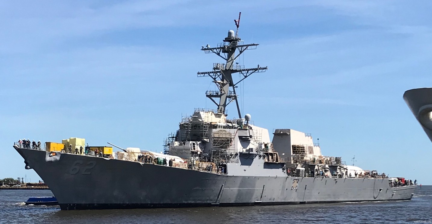 ddg-62 uss fitzgerald guided missile destroyer us navy 151 re-launching pascagoula hii ingalls