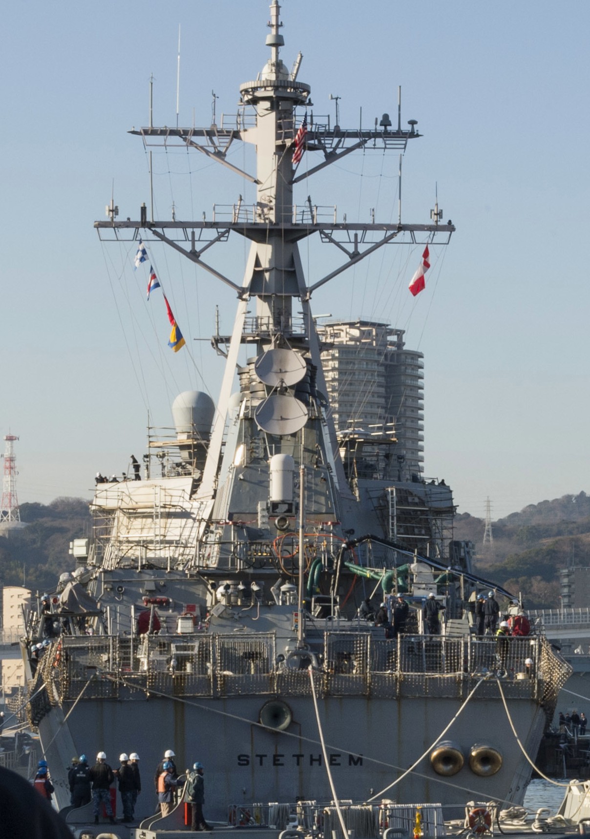 ddg-63 uss stethem guided missile destroyer dry-dock yokosuka japan january 2015