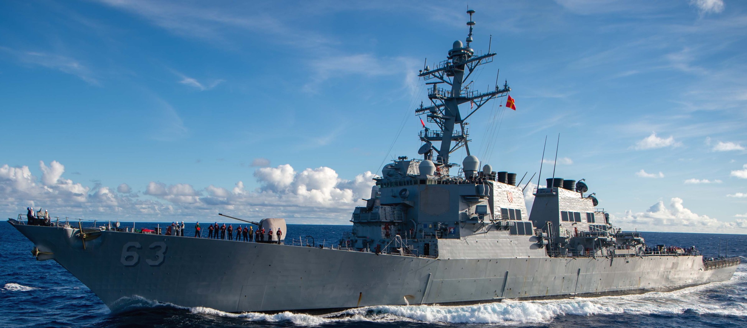 ddg-63 uss stethem guided missile destroyer unrep pacific ocean 90