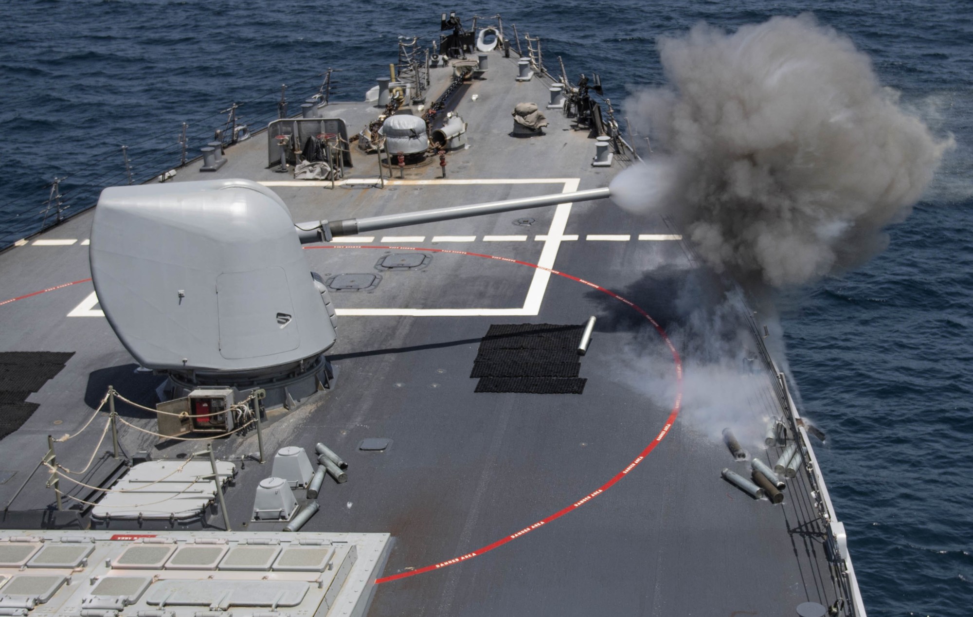 ddg-64 uss carney arleigh burke class guided missile destroyer aegis us navy mk.45 gun fire 124