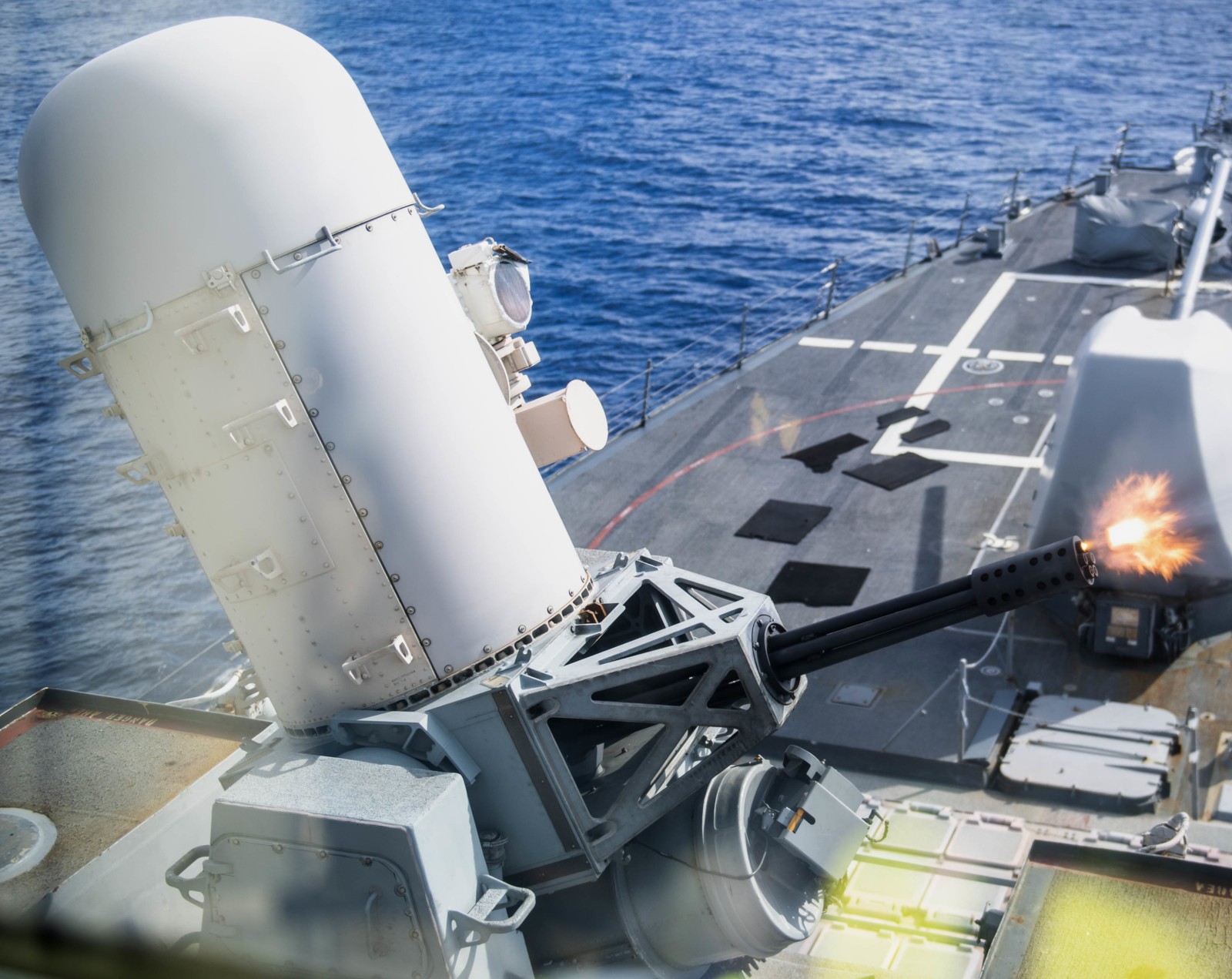 ddg-69 uss milius guided missile destroyer us navy mk.15 phalanx ciws fire 55