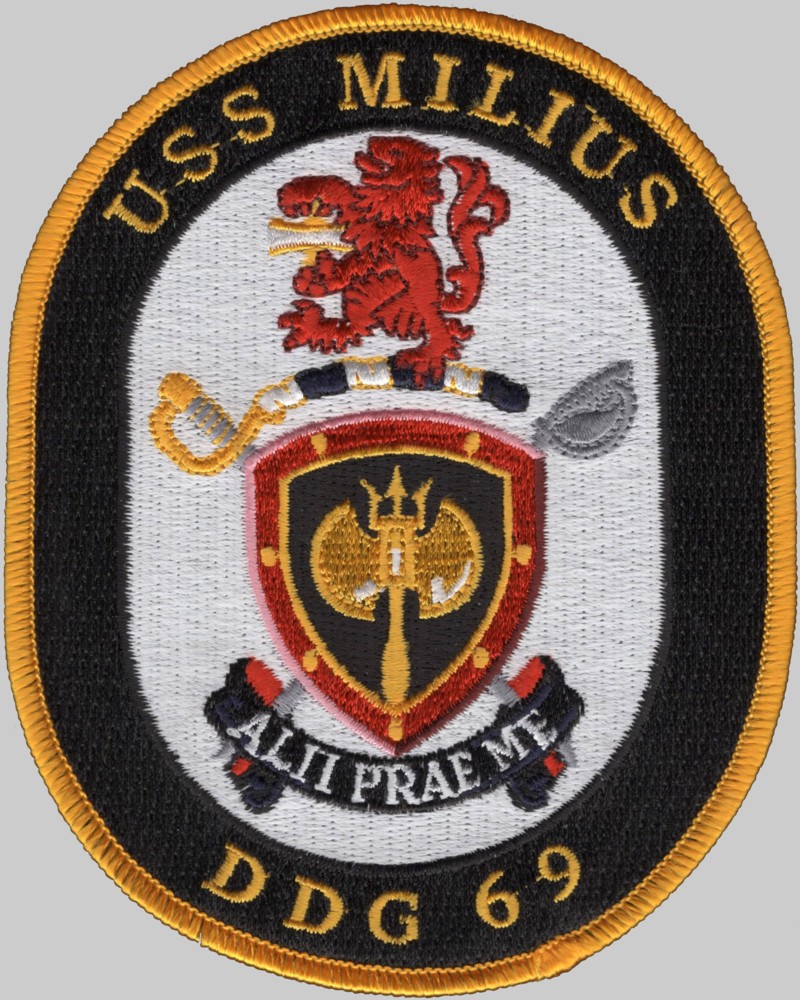 ddg-69 uss milius insignia crest patch badge guided missile destroyer us navy 02pa