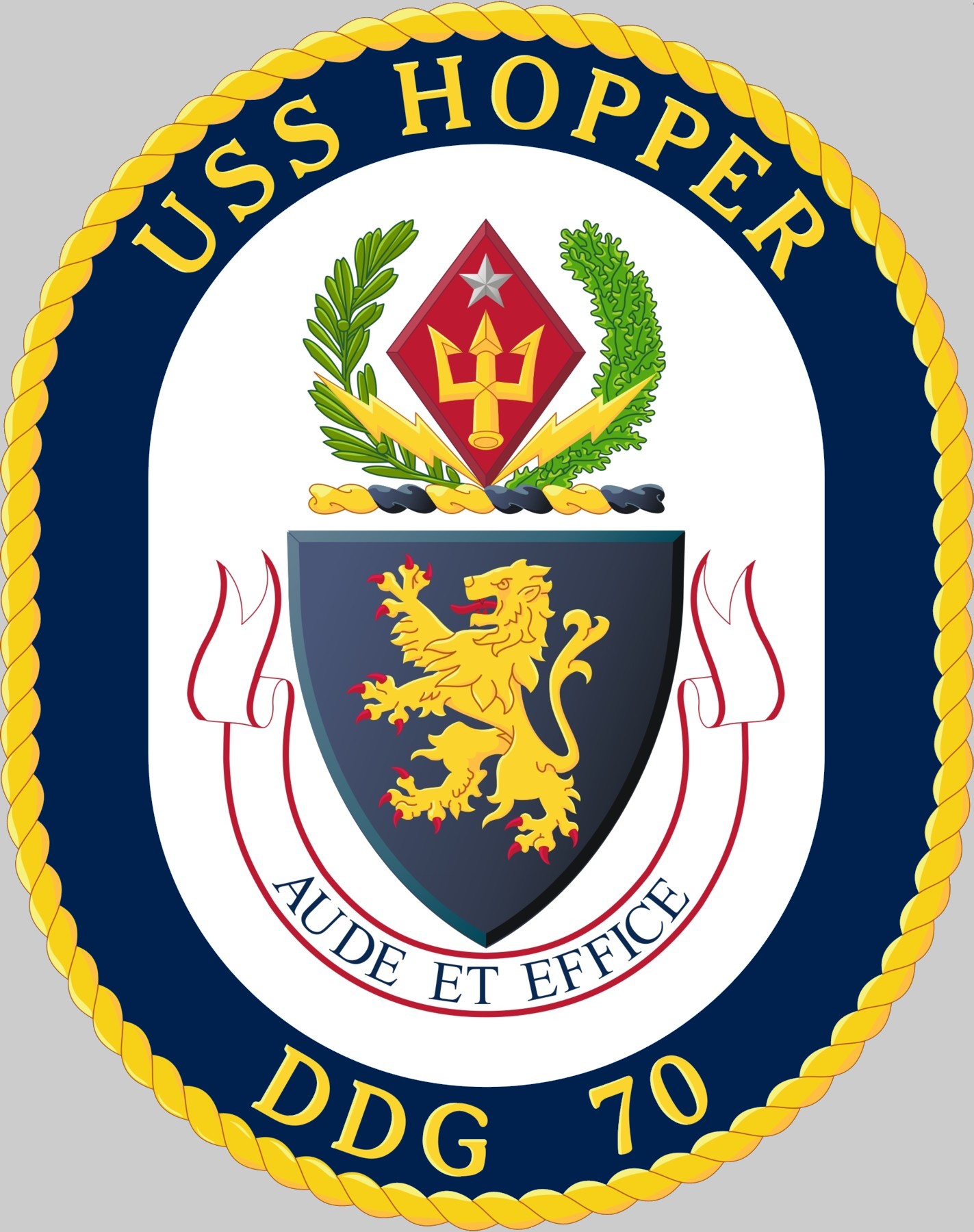 ddg-70 uss hopper insignia crest patch guided missile destroyer us navy 02x