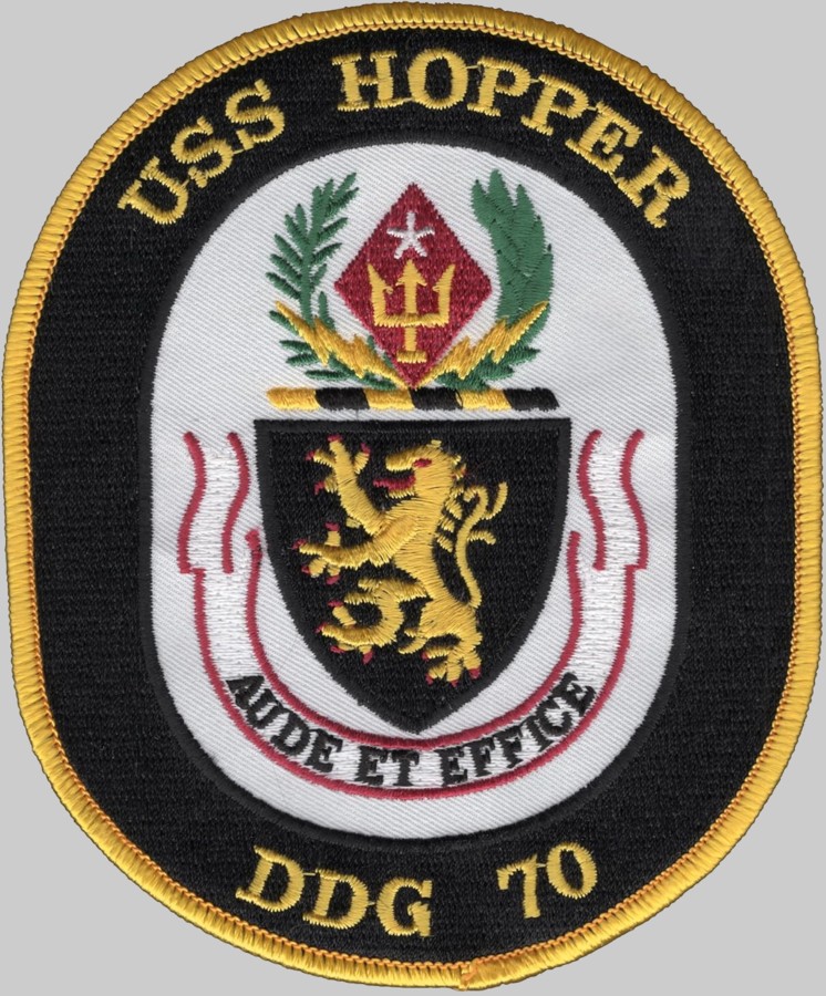 ddg-70 uss hopper insignia crest patch badge guided missile destroyer us navy 02p