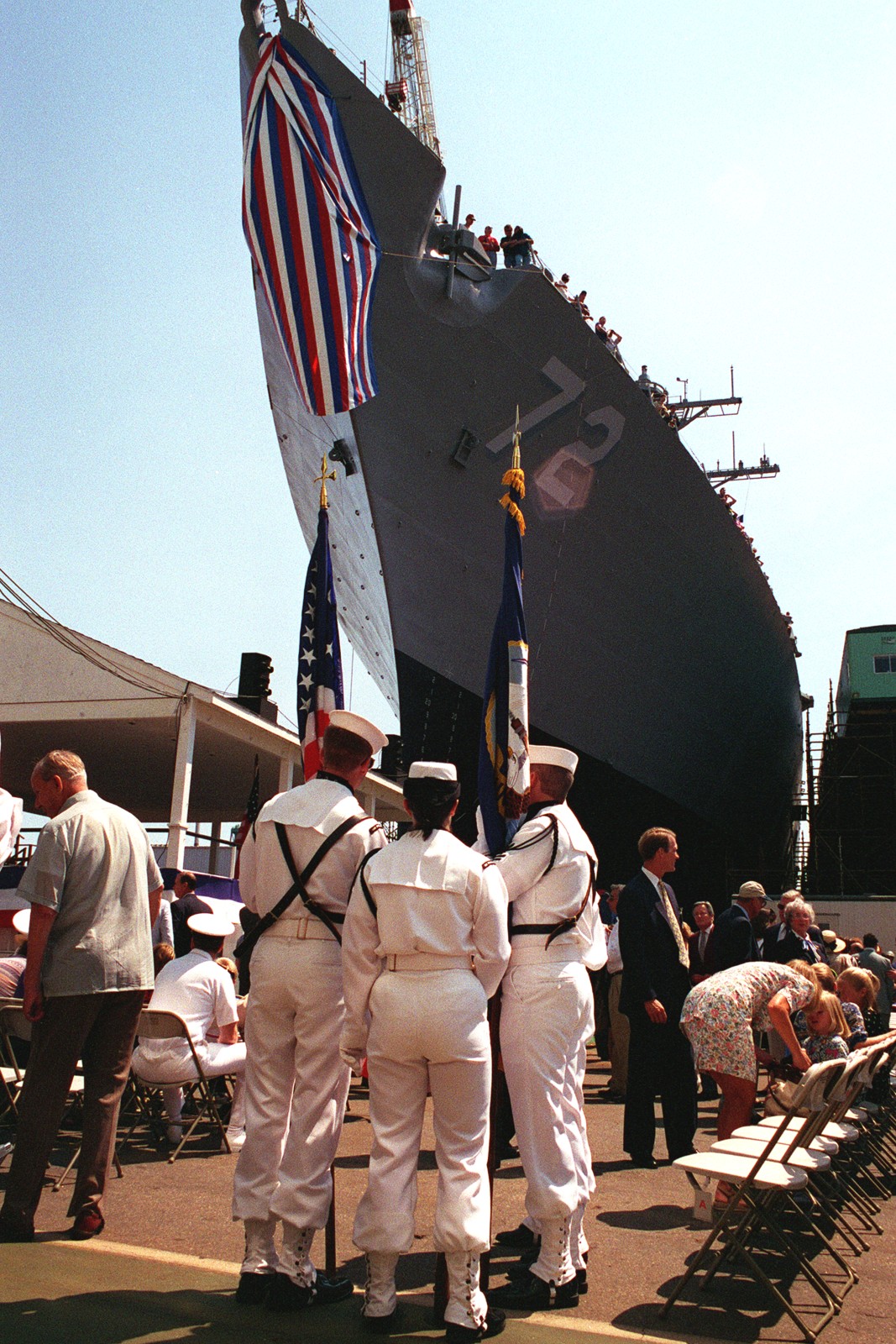 ddg-72 uss mahan guided missile destroyer arleigh burke class aegis bmd 55 christening and launching bath iron works maine