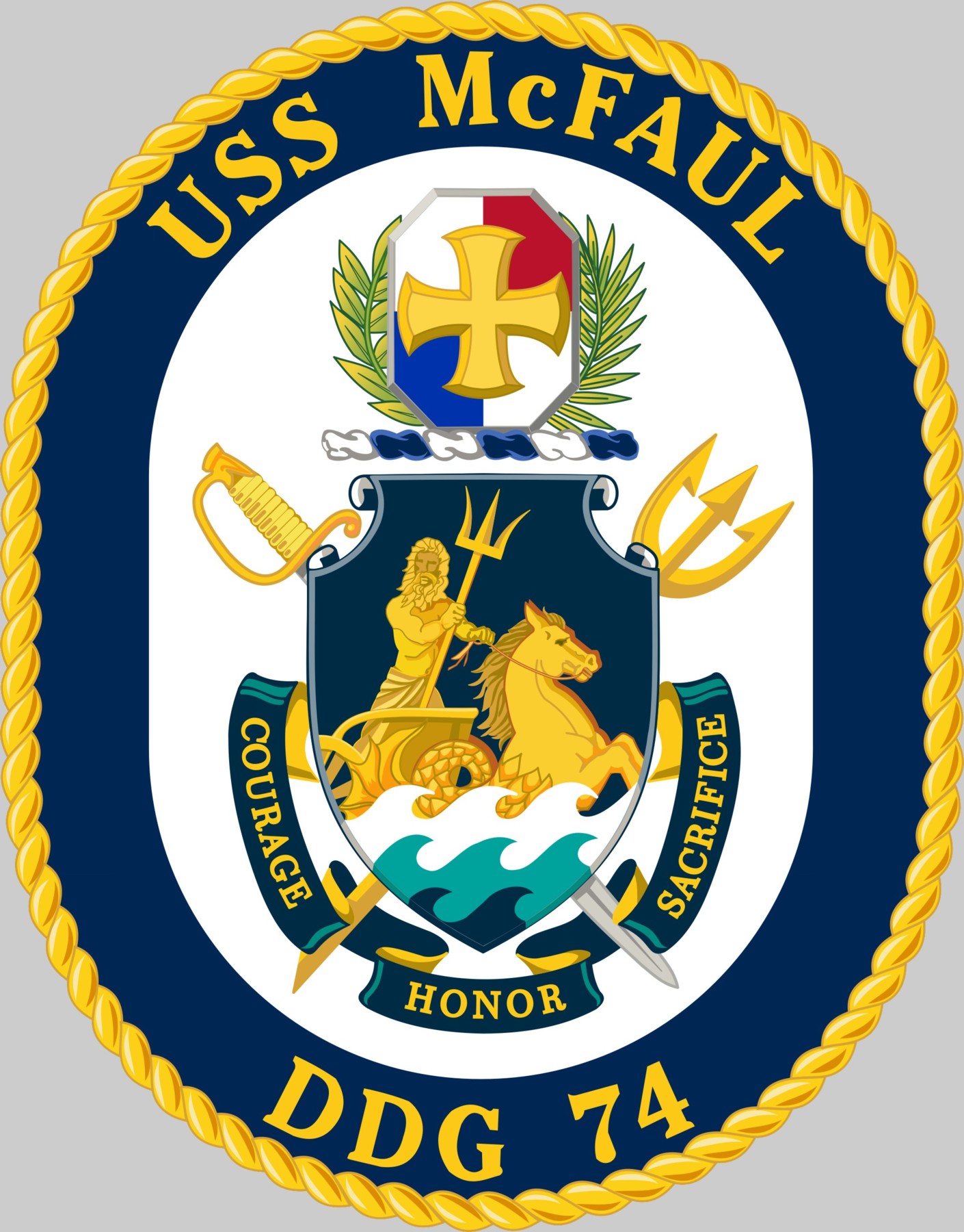 ddg-74 uss mcfaul insignia crest patch badge destroyer us navy 02c