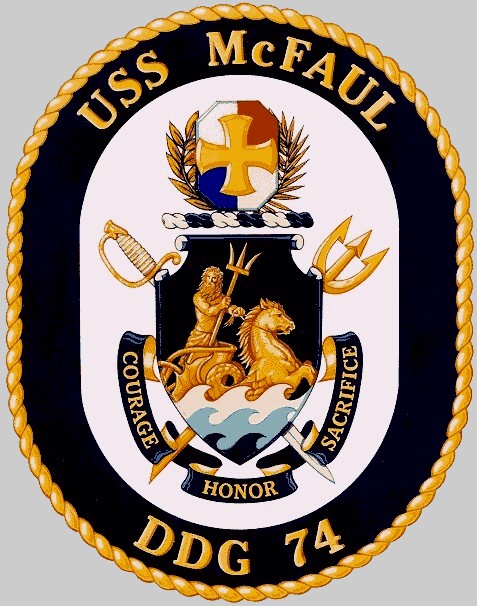 ddg-74 uss mcfaul insignia crest patch badge destroyer us navy 03x