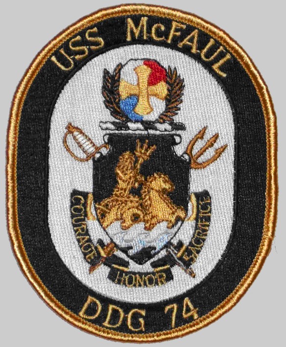ddg-74 uss mcfaul insignia crest patch badge destroyer us navy 02p
