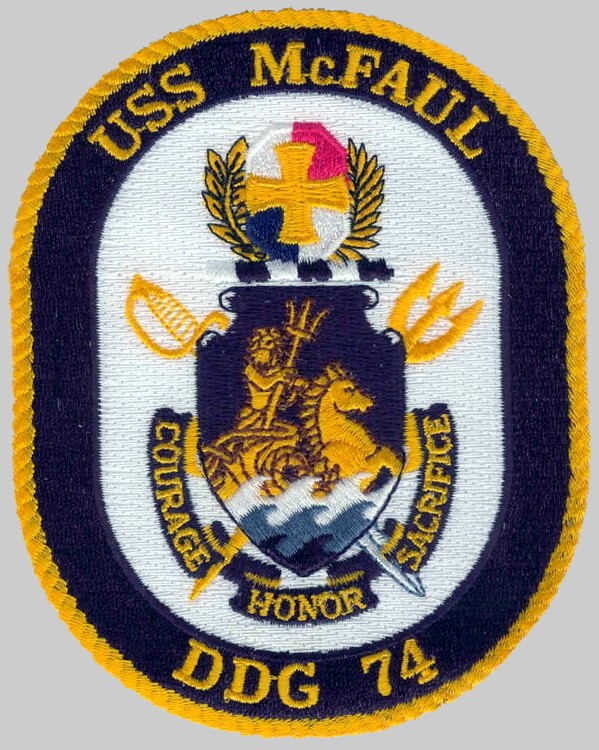 ddg-74 uss mcfaul insignia crest patch badge destroyer us navy 03p