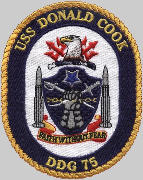 ddg-75 uss donald cook insignia crest patch badge guided missile destroyer us navy 03p