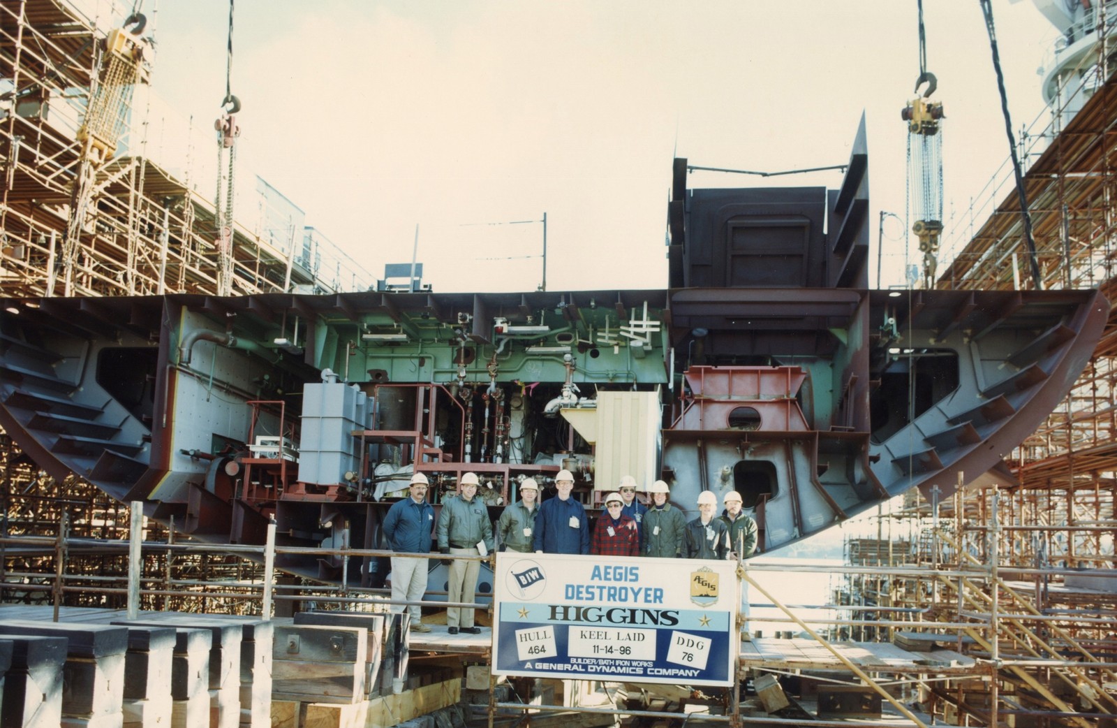 ddg-76 uss higgins guided missile destroyer arleigh burke class aegis keel laying bath iron works 1996